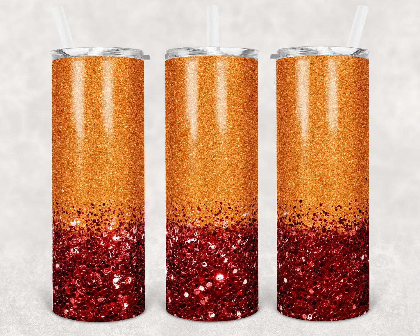 20 oz Skinny Tumbler Sublimation Design Template Glitter Red Chunky Glitter Straight and Warped Design