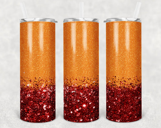 20 oz Skinny Tumbler Sublimation Design Template Glitter Red Chunky Glitter Straight and Warped Design