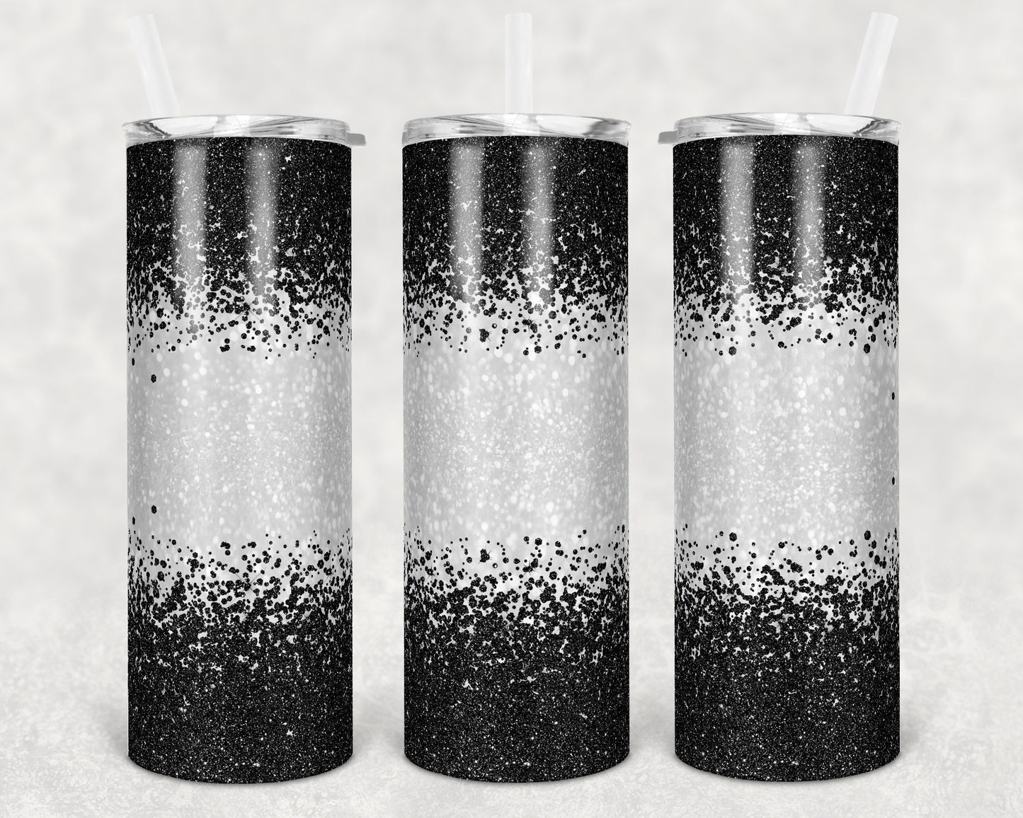 20 oz Skinny Tumbler Sublimation Design Template Confetti Black Glitter Design Inst tumblers