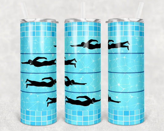 20 oz Skinny Tumbler Swimming Pool Competitive Swimmer Summer Sublimation Design
