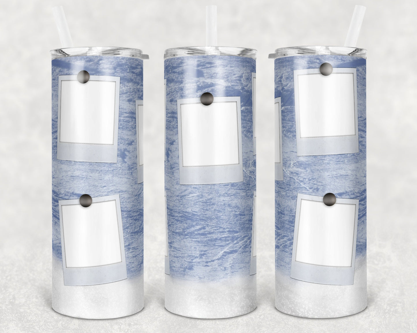 20 oz Skinny Tumbler Hockey Picture Polaroid Sublimation Design Print Transfer