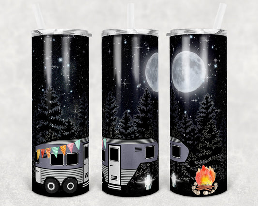20 oz Skinny Tumbler Camper 5th fifth wheel Trailer Night Sky Camping Sublimation Design Dwnld