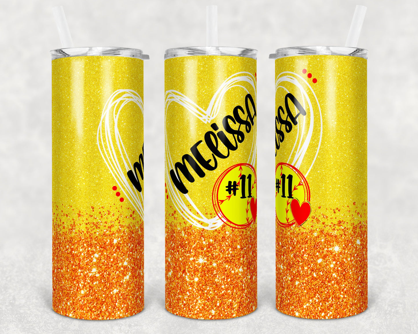 20 oz Skinny Tumbler Sublimation Design Template Softball Glitter Design Print Transfer