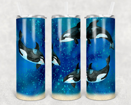 20 oz Skinny Tumbler Ocean Under the Sea Whale Tumbler Great White Sublimation Design
