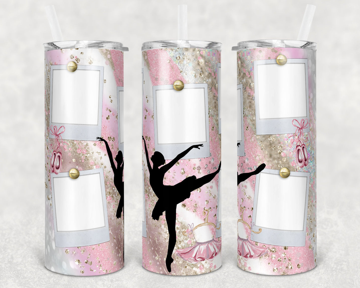 20 oz Skinny Tumbler Milky way 5 Photo Dance Picture Polaroid Dancing Dance Mom Sublimation Design