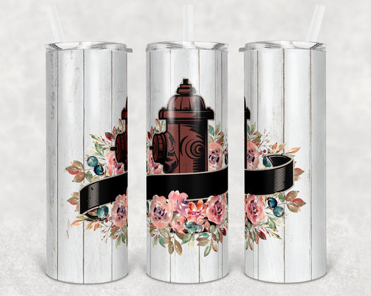 20 oz Skinny Tumbler Sublimation Design Template Fire Hydrant Floral Shirt and Tumbler