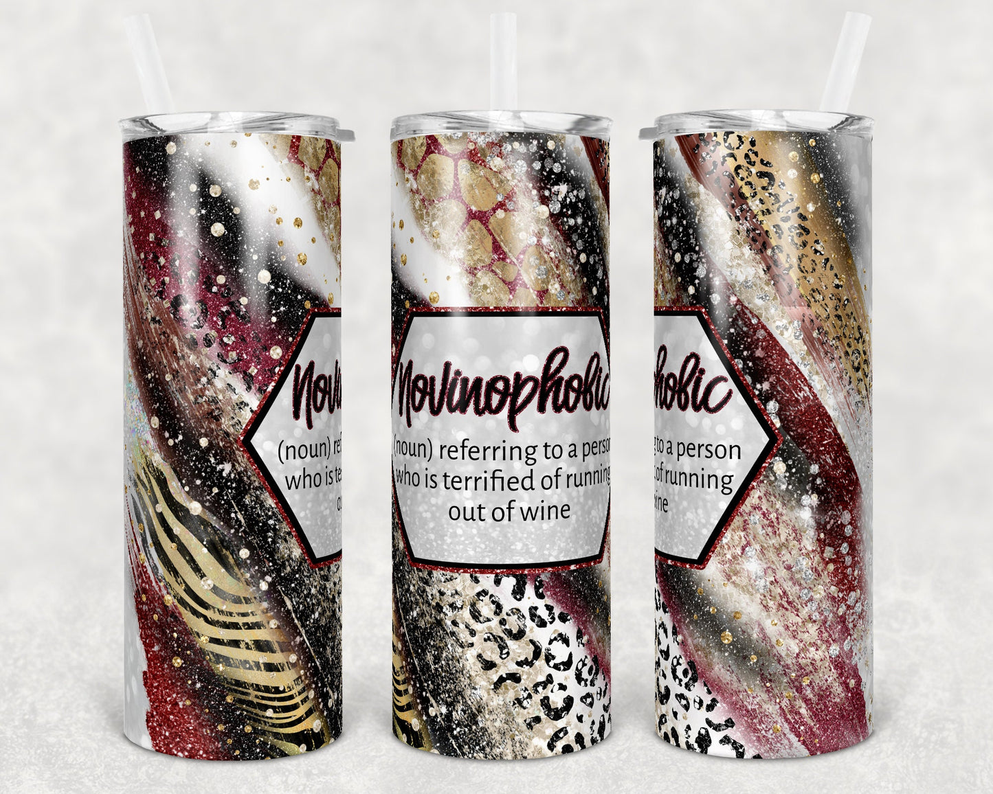 20 oz Skinny Tumbler Sublimation Template Agate Milky Way Sassy Wine Safari Animal Print Straight and Warped Design