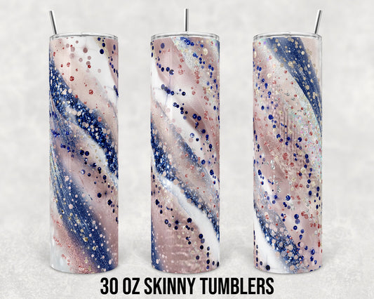 30 oz Skinny Tumbler Sublimation Design Template Milky way Rose Gold Navy with & without plate Straight