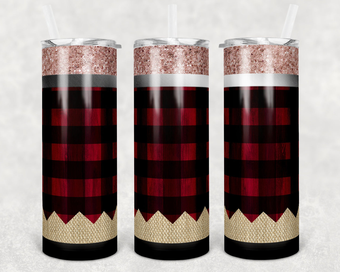 20 oz Skinny Tumbler Pencil Buffalo Plaid and Glitter Teacher Tumbler Sublimation Design