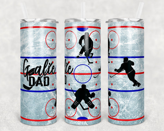 20 oz Skinny Tumbler Hockey Goalie Dad Rink Hockey Players Sublimation Design Print Transfer