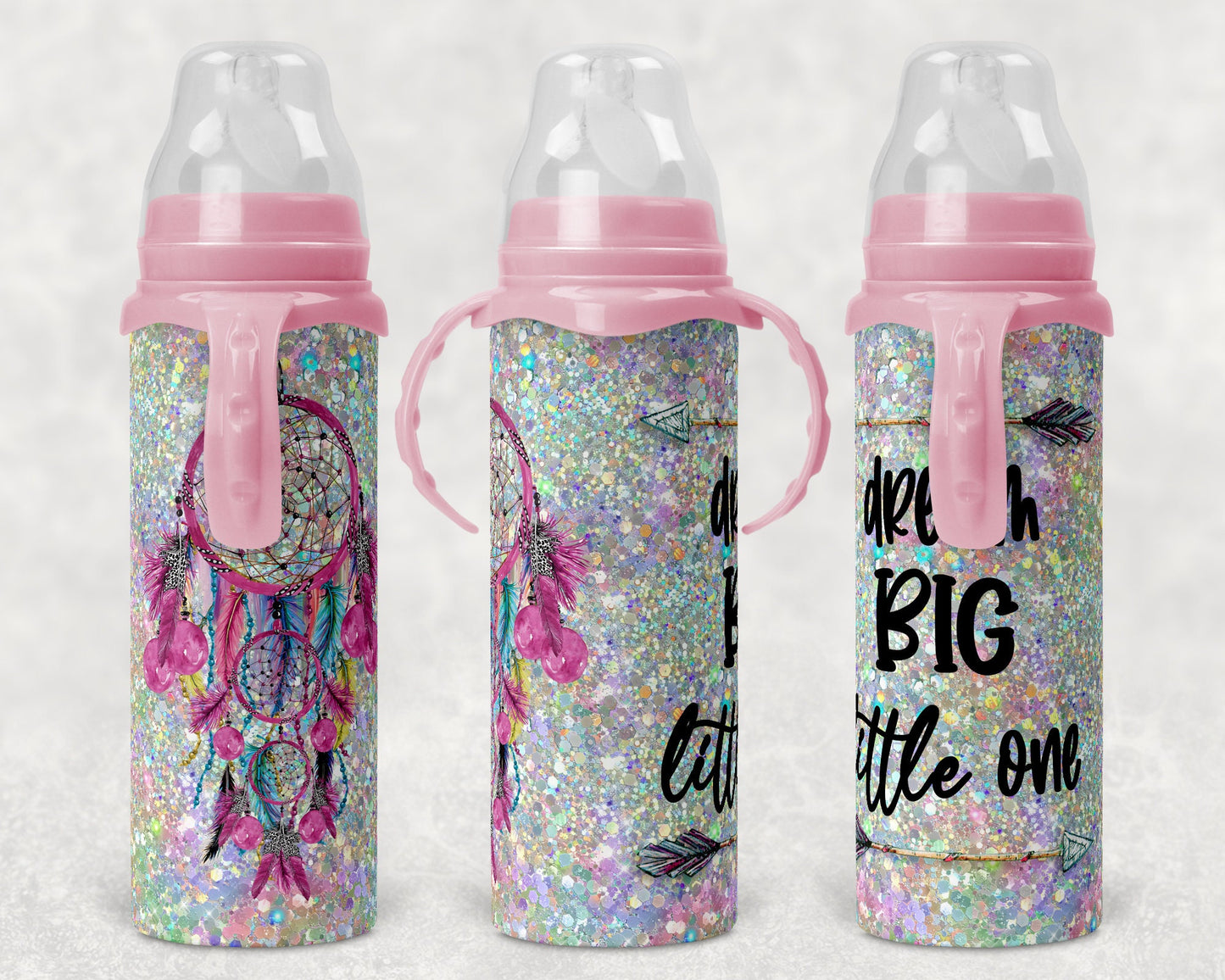 Baby Bottle Sublimation Holographic Dream Catcher Dream Big Little One Design