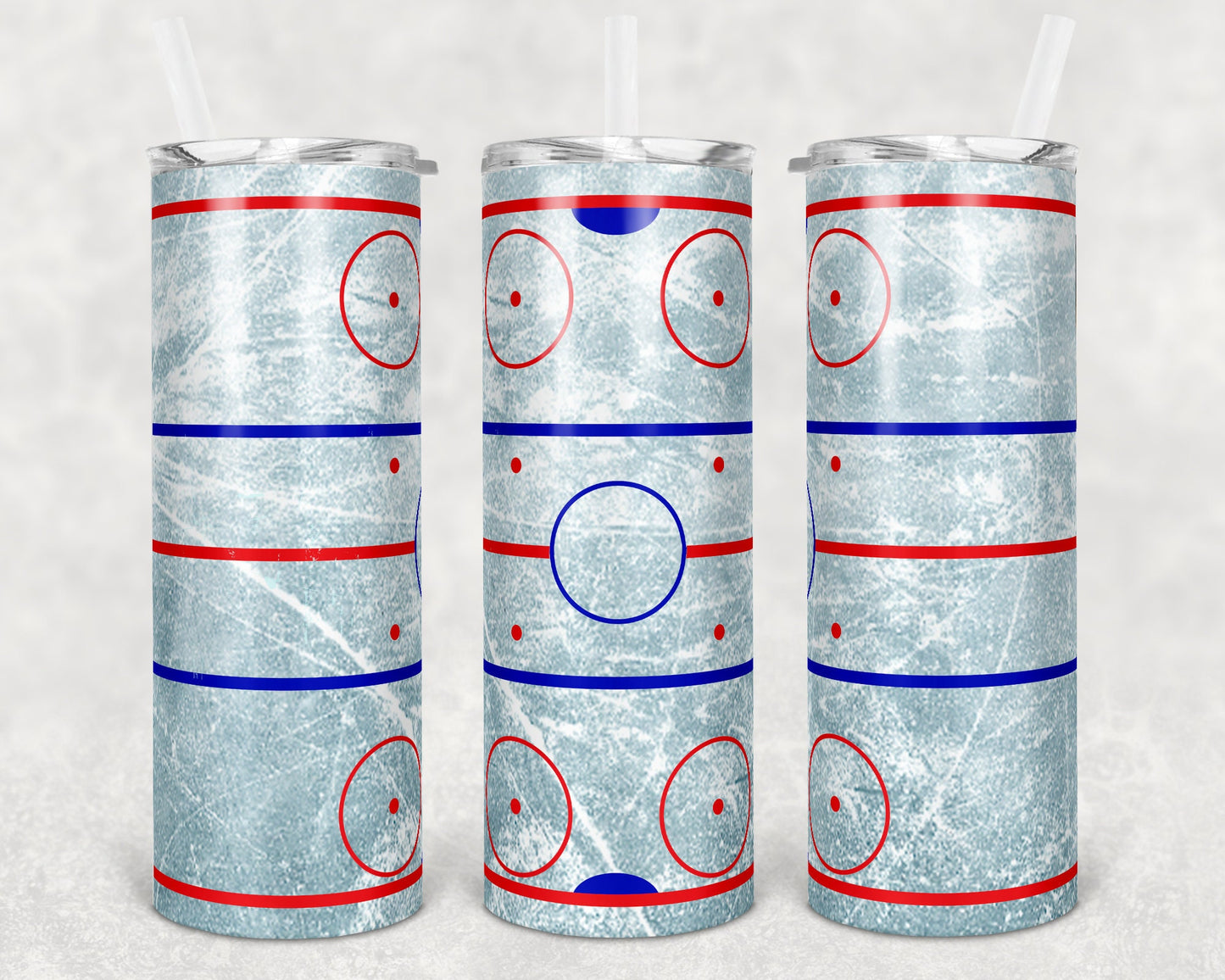 20 oz Skinny Tumbler Hockey Rink Ice Hockey Sublimation Design Print Transfer