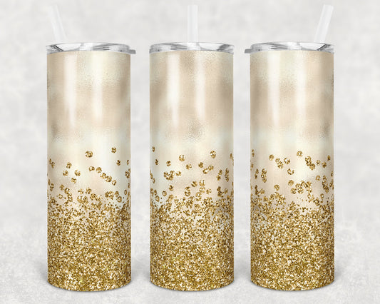 20 oz Skinny Tumbler Sublimation Design Template Champagne and Gold Glitter Design Inst tumblers