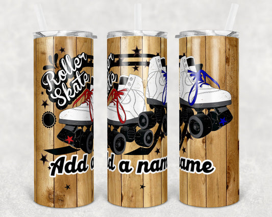 20 oz Skinny Tumbler Sublimation Design Template Roller Skate Straight and Warped