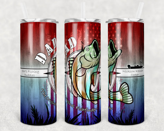 20 oz Skinny Tumbler Bass Fishing Dad and Blank Flag Sublimation Design Print Transfer