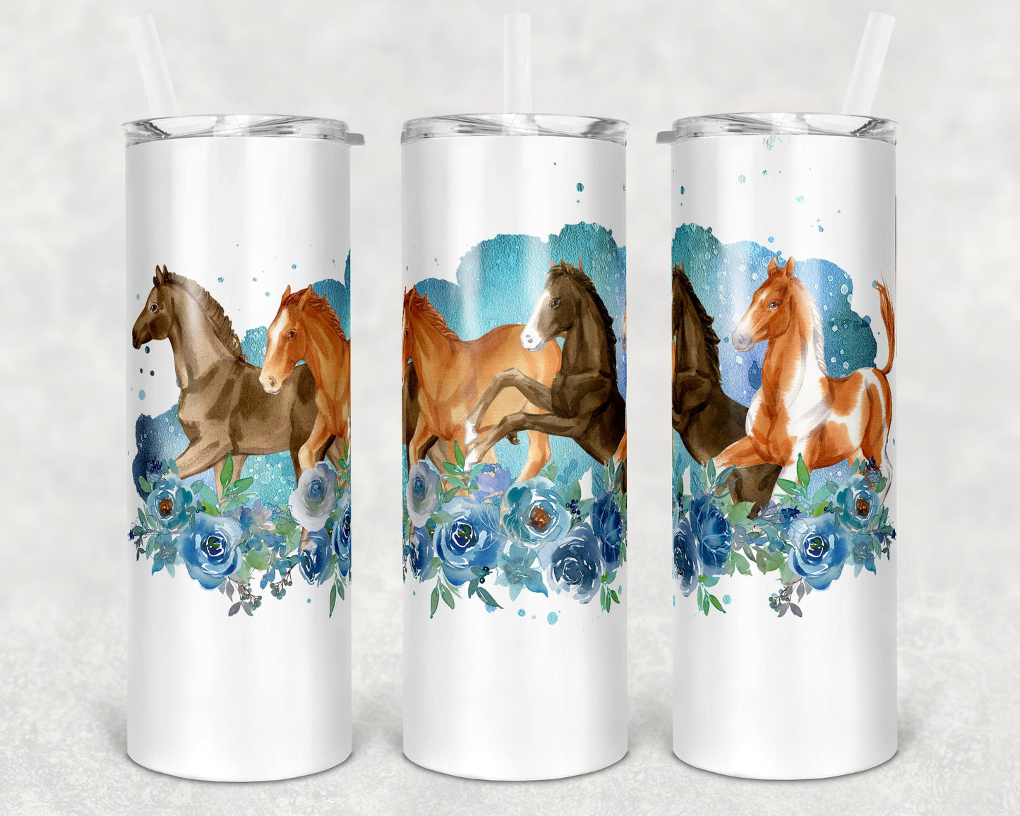 20 oz Skinny Tumbler Sublimation Baby Foals Horse God Says You are Design