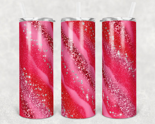 20 oz Skinny Tumbler Sublimation Template Agate Milky Way hot Pink corals Straight and Warped Design