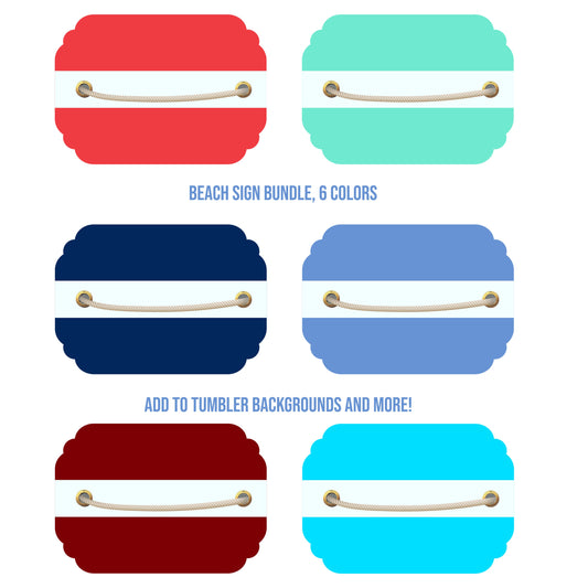 Beach Sign Badges 6 colors add to Background to make a Beach tumbler, use on pillows towels and more Sublimation Design Instant