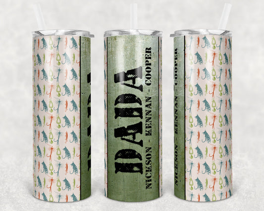 20 oz Skinny Tumbler Blank Dad Fishing Lure Sublimation Design Print Transfer