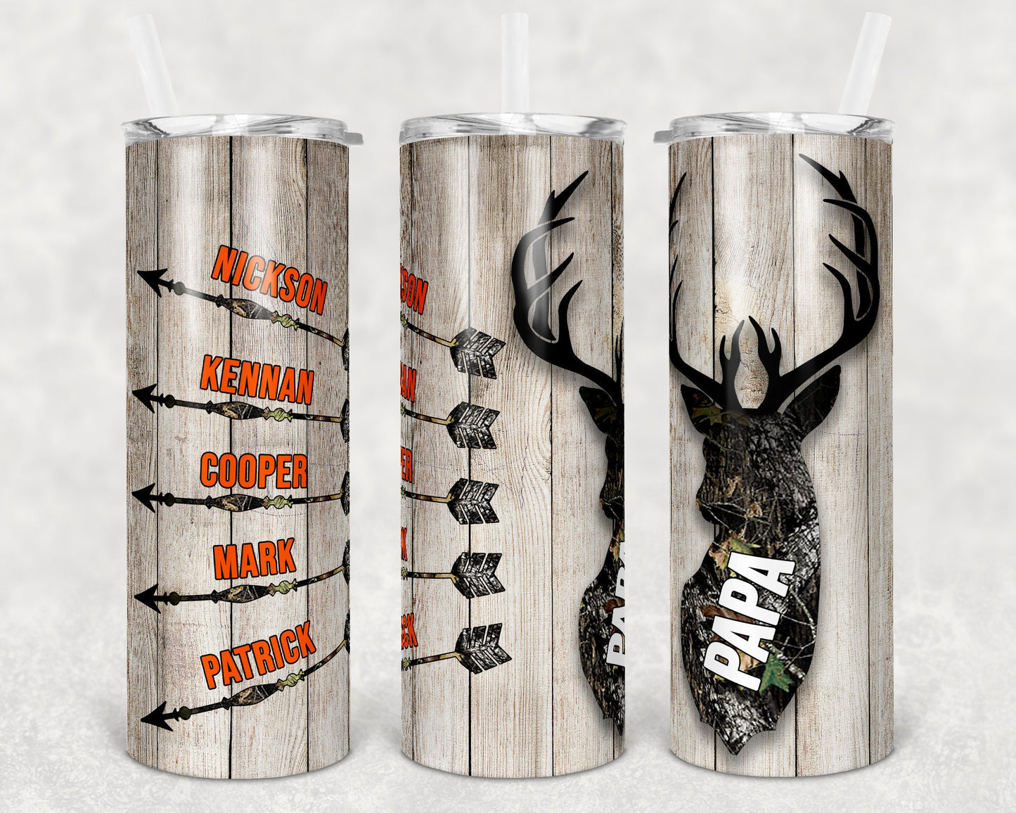 20 oz Skinny Tumbler Deer Hunting Arrows Personalize Fathers Day Sublimation Design