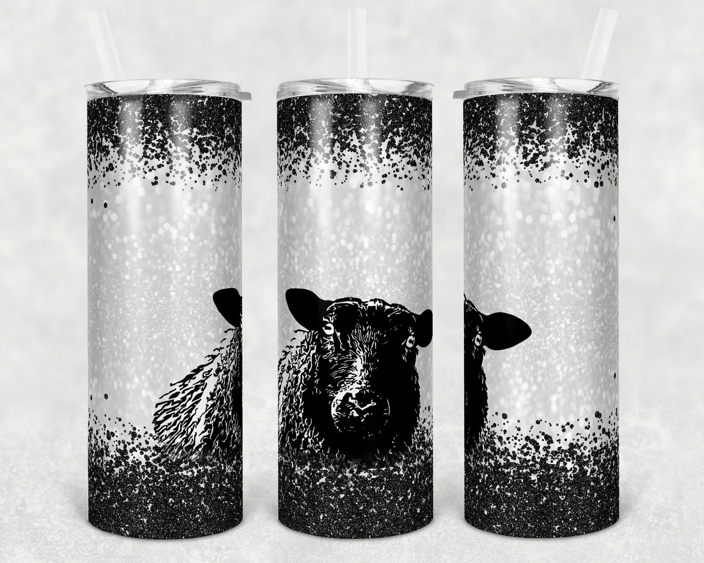 20 oz Skinny Tumbler Sublimation Design Template Funny Black Sheep no words Straight and Warped Design