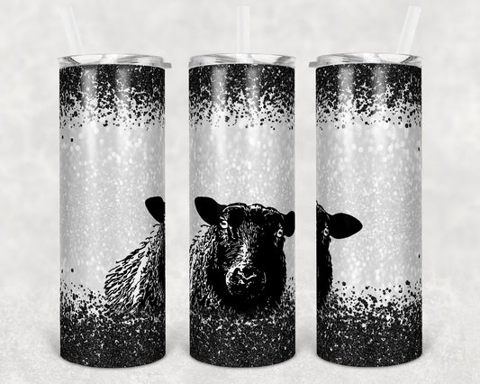 20 oz Skinny Tumbler Sublimation Design Template Funny Black Sheep no words Straight and Warped Design