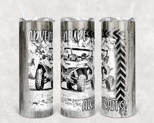 20 oz Skinny Tumbler Sublimation Design Template Adventure Awaits CF Moto Design off road