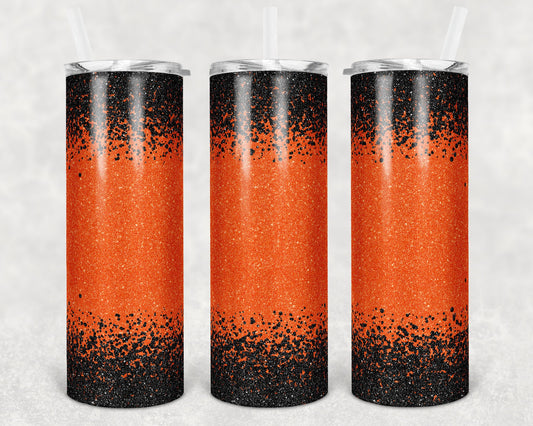 20 oz Skinny Tumbler Sublimation Design Template Glitter Confetti Orange Black Straight and Warped Design