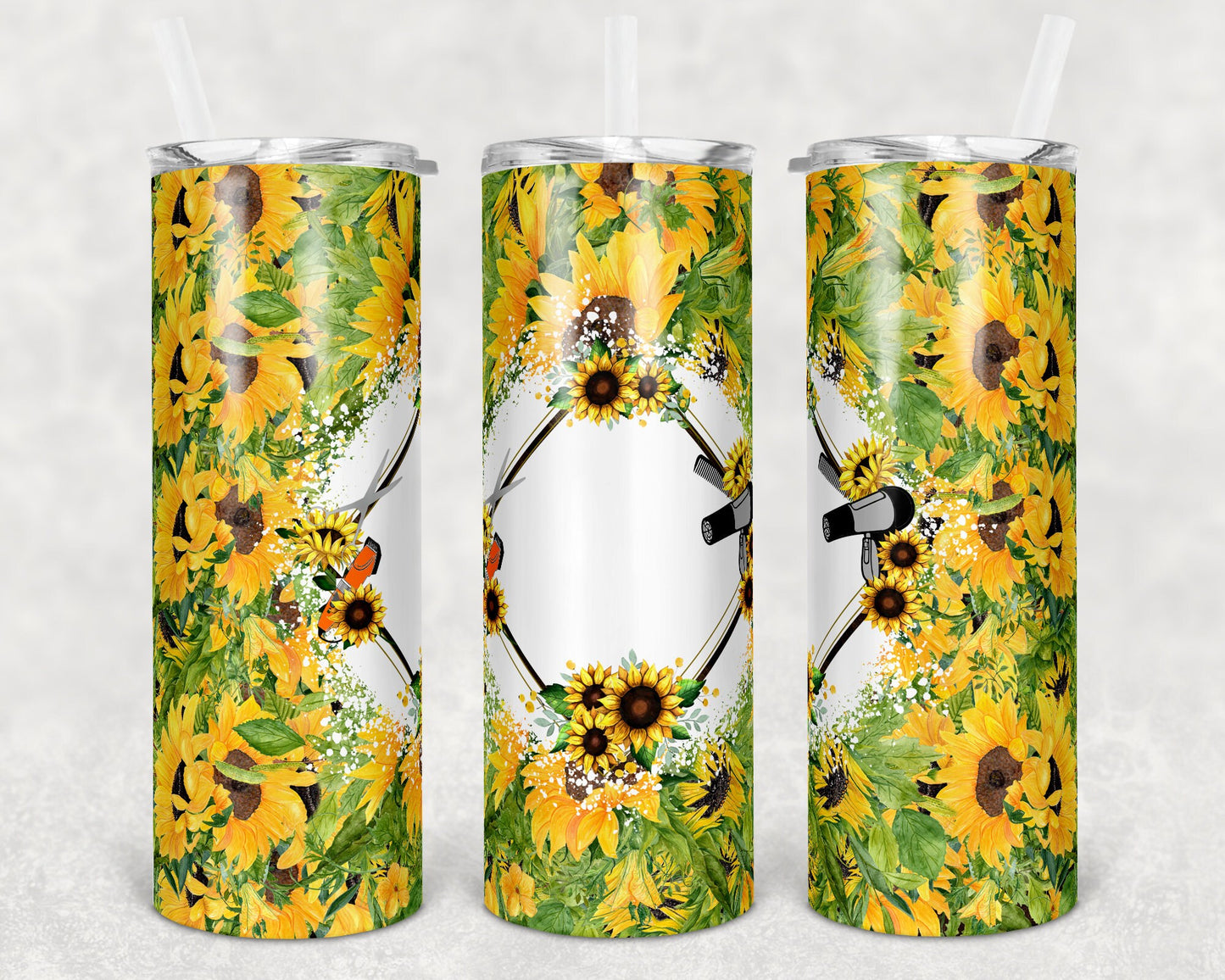20 oz Skinny Tumbler Sunflower Bleach Hairdresser Sublimation Design Print Transfer