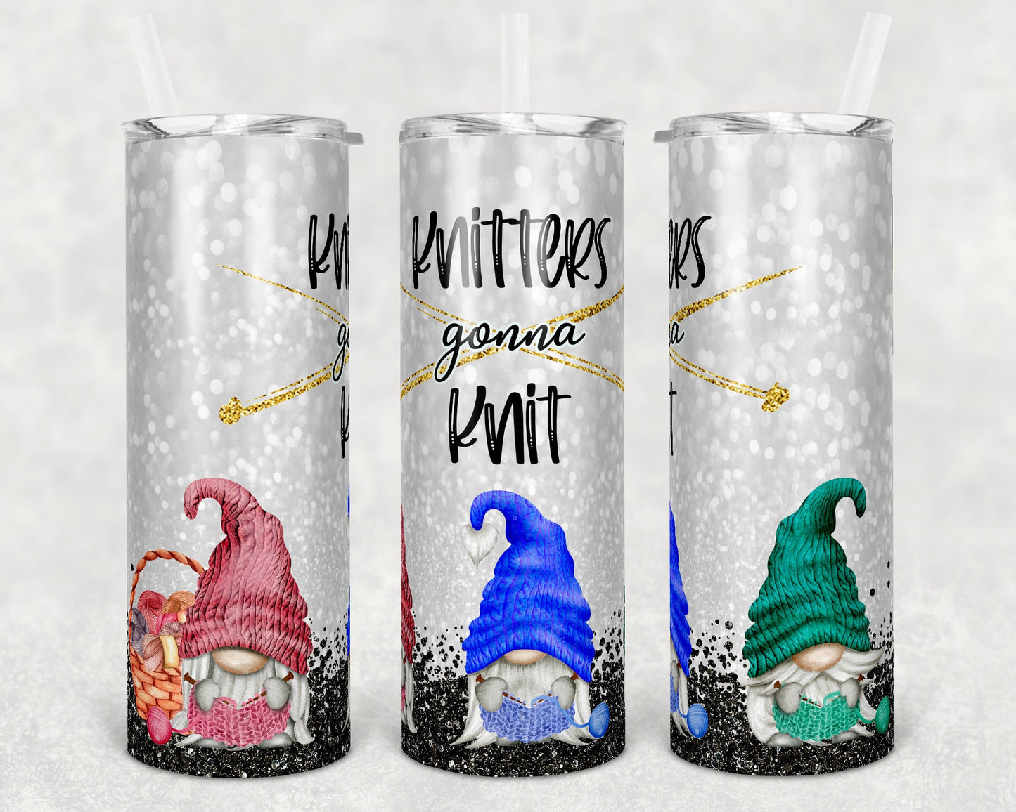 20 oz Skinny Tumbler Knitters Gonna Knit Knitting Knit Crafting Sublimation Design