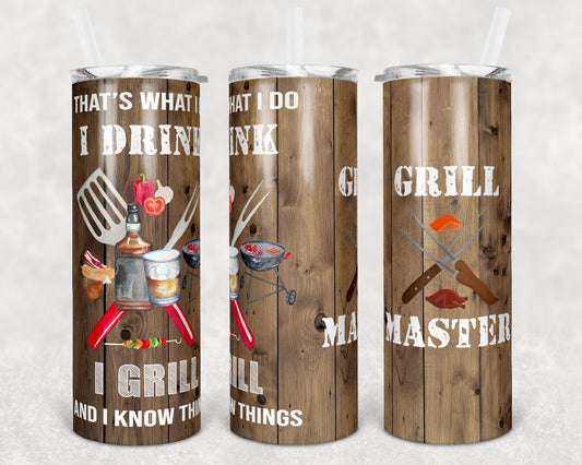 20 oz Skinny Tumbler Sublimation Design Template BBQ Grill Master Design