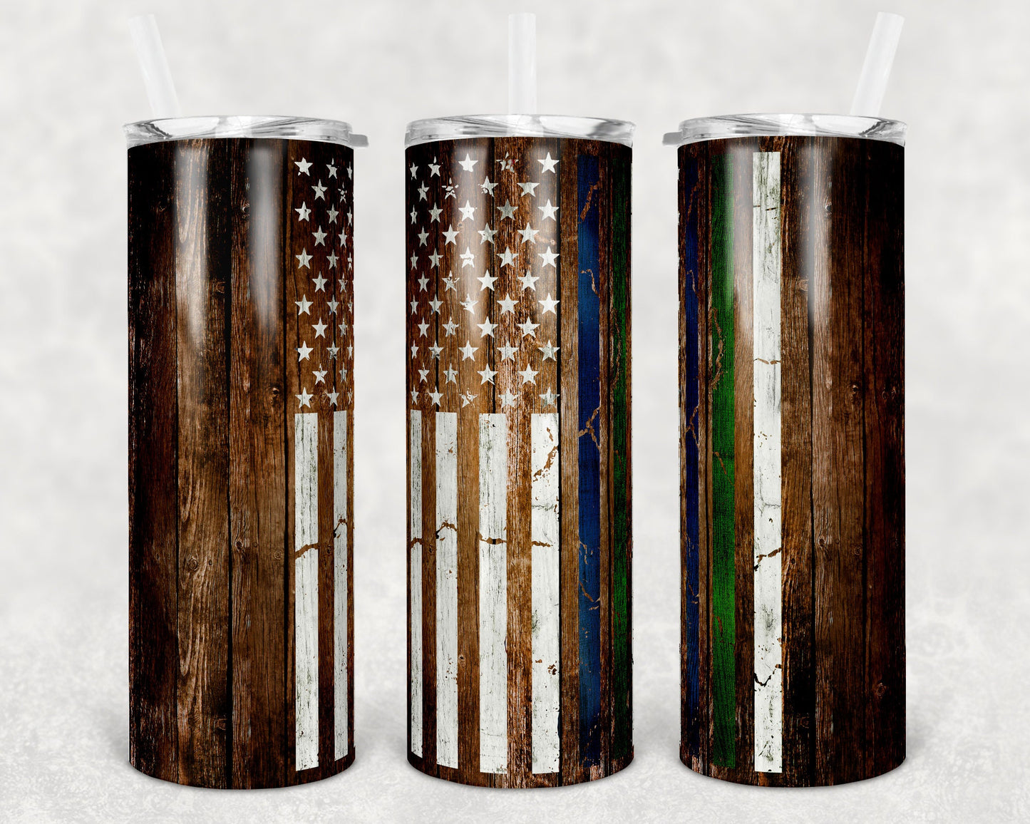 20 oz Skinny Tumbler Military Police Officer Wood Flag Sublimation Design Print Transfer