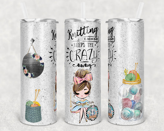 20 oz Skinny Tumbler Funny Knit Knitting Crafting Sublimation Design Print Transfer
