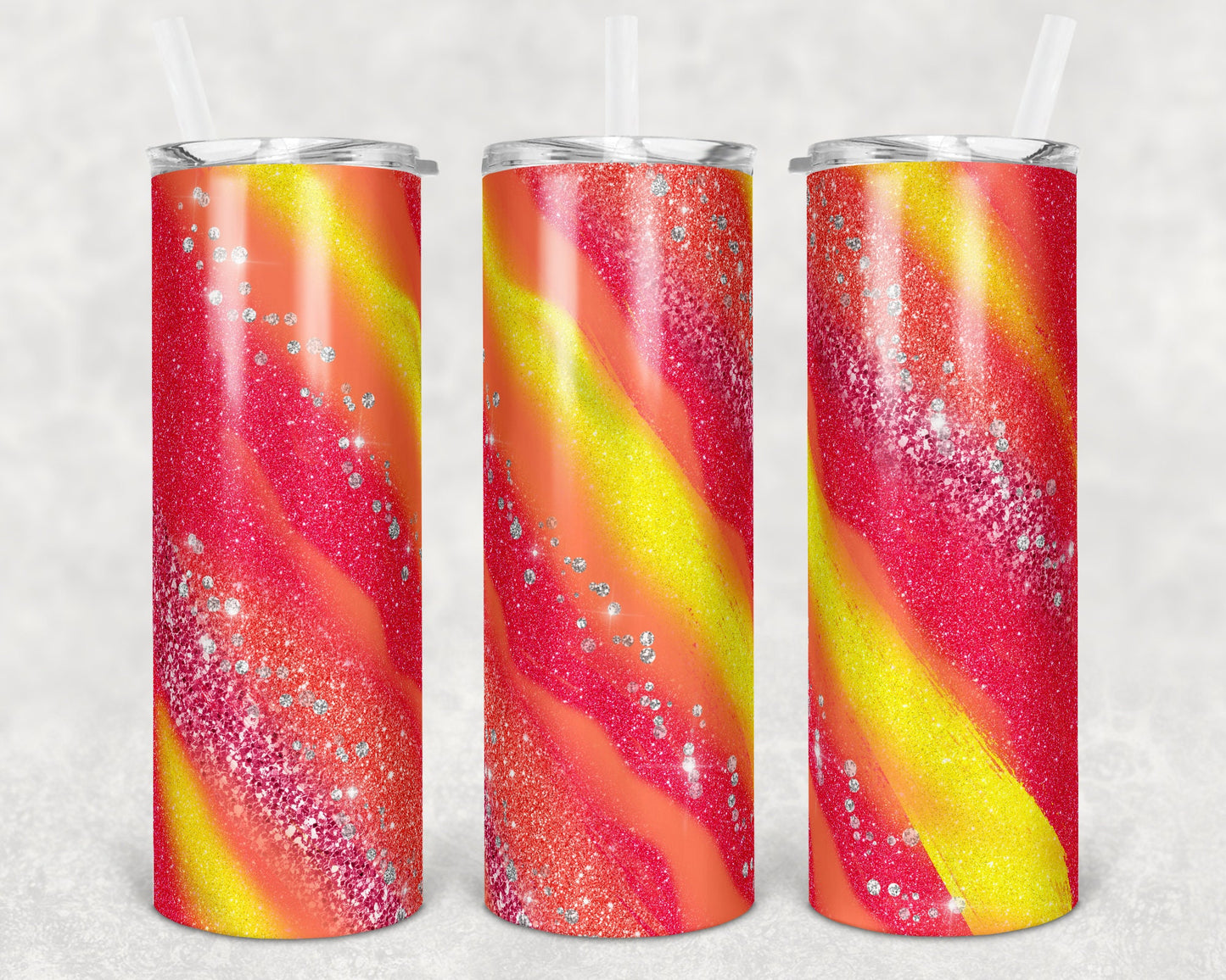 20 oz Skinny Tumbler Sublimation Template Agate Milky Way bright tropical neon Straight and Warped Design