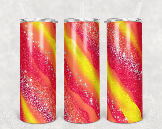 20 oz Skinny Tumbler Sublimation Template Agate Milky Way bright tropical neon Straight and Warped Design