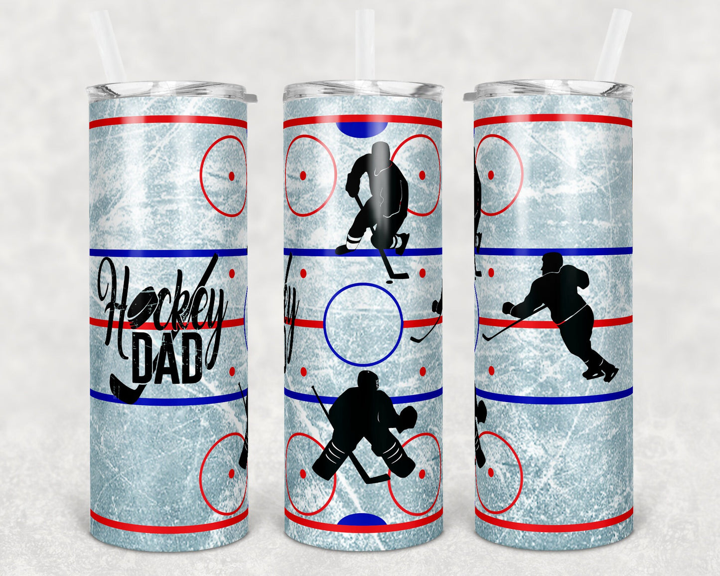20 oz Skinny Tumbler Hockey Dad Rink Hockey Players Sublimation Design Print Transfer