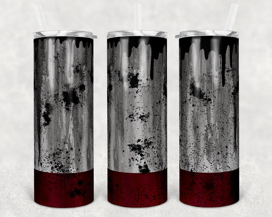 20 oz Skinny Tumbler Distressed Oil Can Red White Grunge Sublimation Design Print Transfer