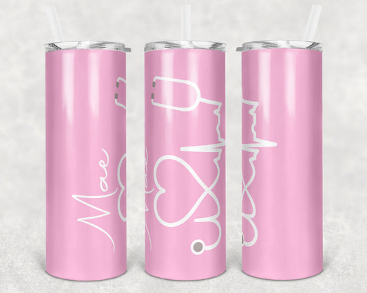 20 oz Skinny Tumbler Sublimation Design Template pale pink Nurse light pink Inst tumblers