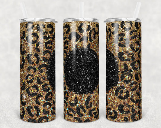 20 oz Skinny Tumbler Sublimation Design Template Monogram Black Gold Leopard Glitter Design Inst tumblers