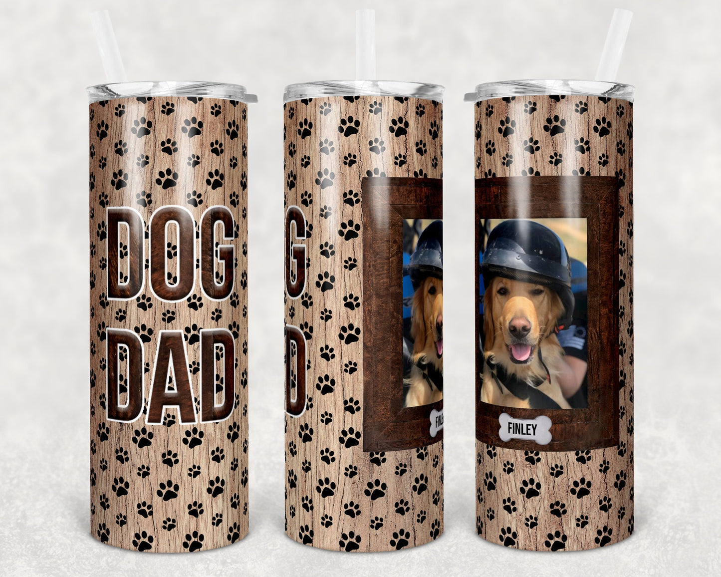 20 oz Skinny Tumbler Dog Dad and Blank Picture Frame Tumbler photos Sublimation Design