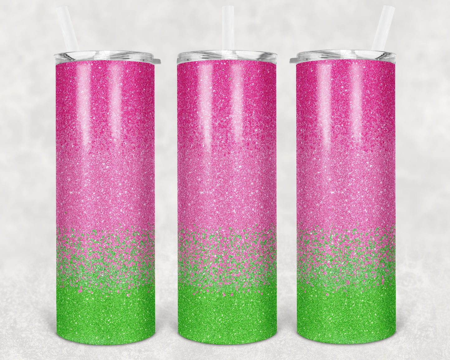 20 oz Skinny Tumbler Glitter Watermelon Glitter Ombre Colors Sublimation Design