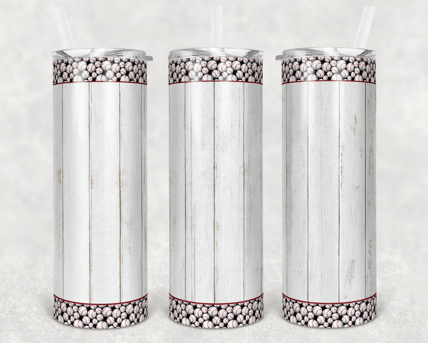 20 oz Skinny Tumbler Sublimation Design Template Baseball Border Wood Design Print Transfer