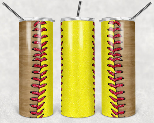 20 oz Skinny Tumbler Softball Laces Sublimation Design Template Design Print Transfer