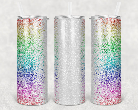20 oz Skinny Tumbler Sublimation Design Glitter Confetti vertical glitter Straight and Warped Design