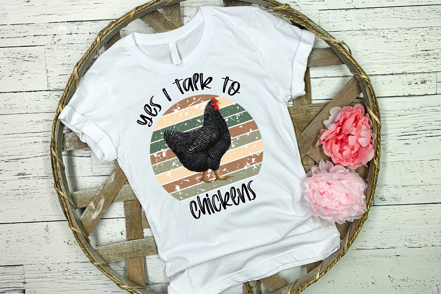 20 oz Skinny Tumbler Chicken Farm Sublimation Design Yes I talk to Chickens Print Transfer