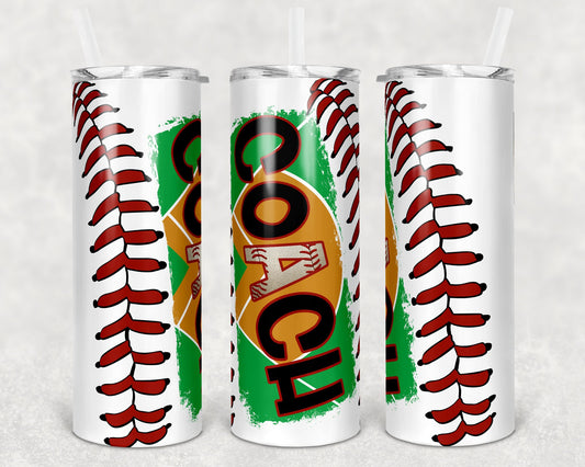 20 oz Skinny Tumbler Baseball Coach Laces Sublimation Design Template Design tumblers tamara