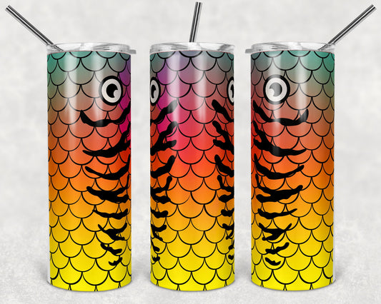 20 oz Skinny Tumbler Fishing Lure Colorful Scales Sublimation Design Print Transfer