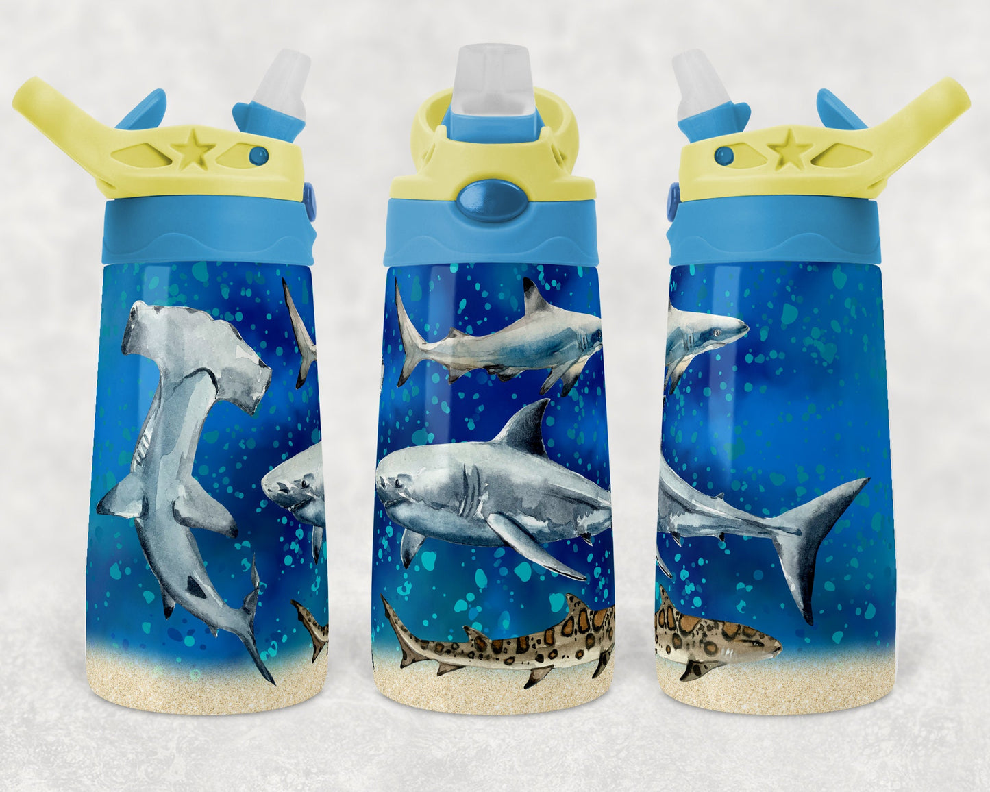 Kids water bottles Sublimation Design Template Shark Design
