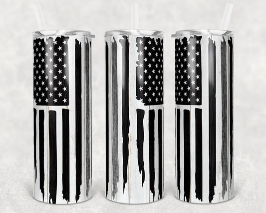 20 oz Skinny Tumbler Correction Officer Wood Flag Sublimation Design Print Transfer