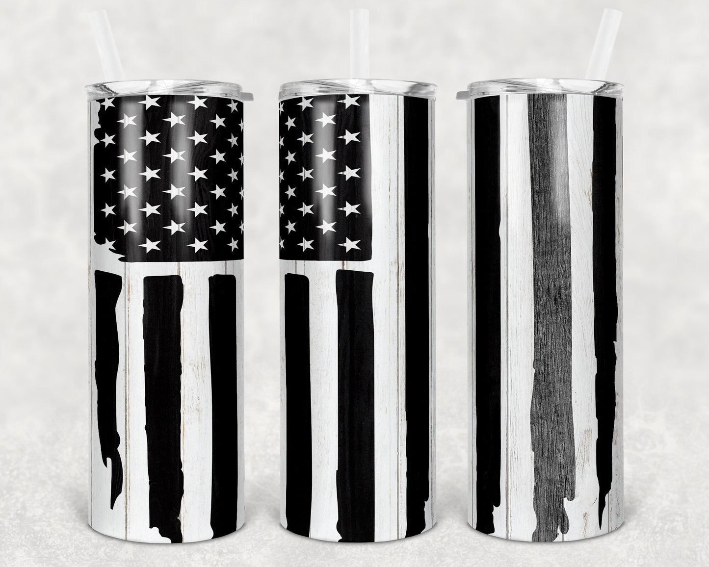 20 oz Skinny Tumbler Correction Officer Wood Flag Sublimation Design Print Transfer